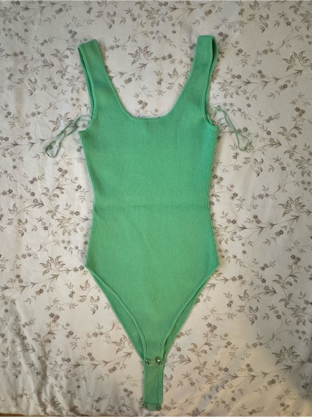 Zara Mint Green Ribbed One-Piece Bodysuit